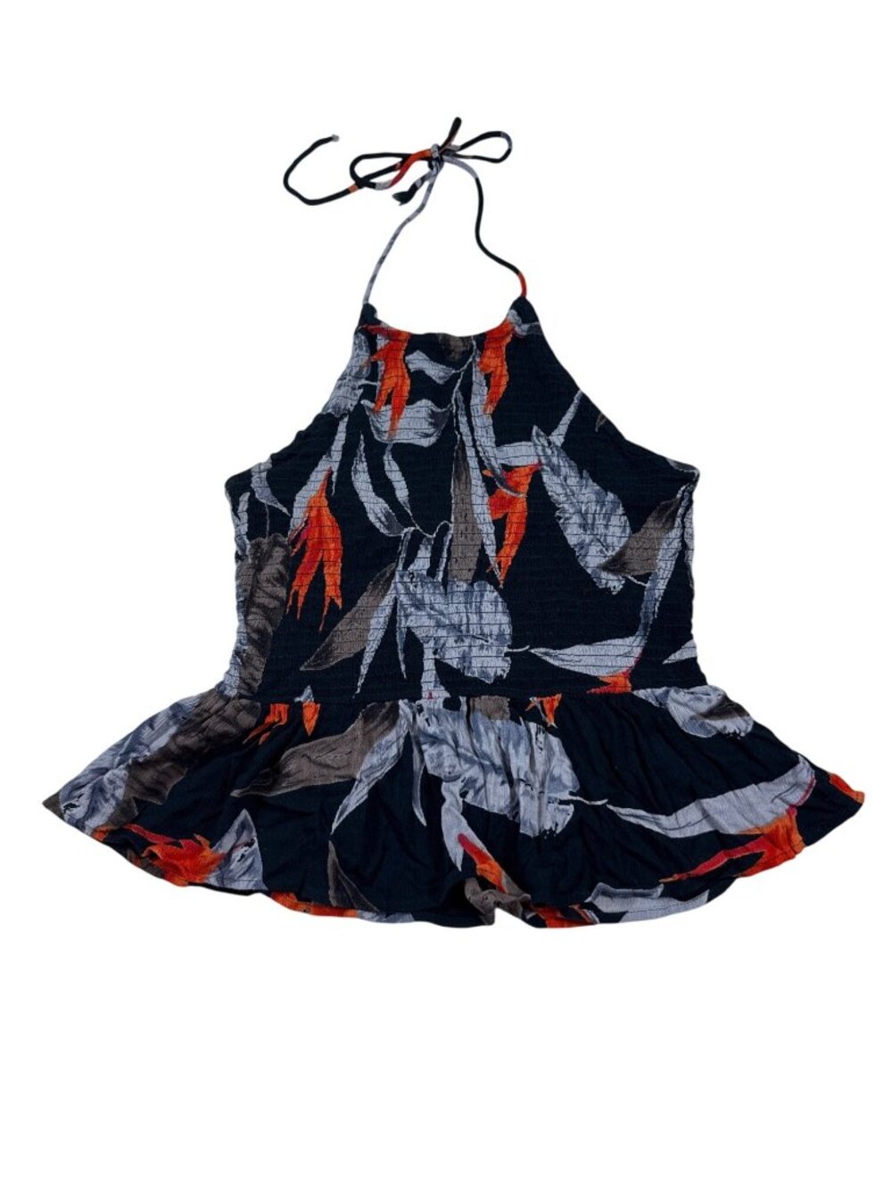 Patrons Of Peace Halter Top Womens L Tropical Floral Print Lightweight (FF696)